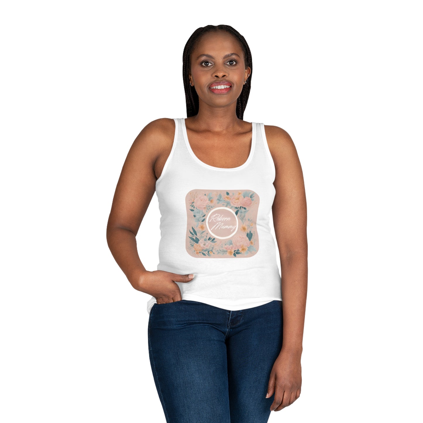 Tank Top - Reborn Mummy Peachy Colours with Flowers Women's Sleeveless Shirt