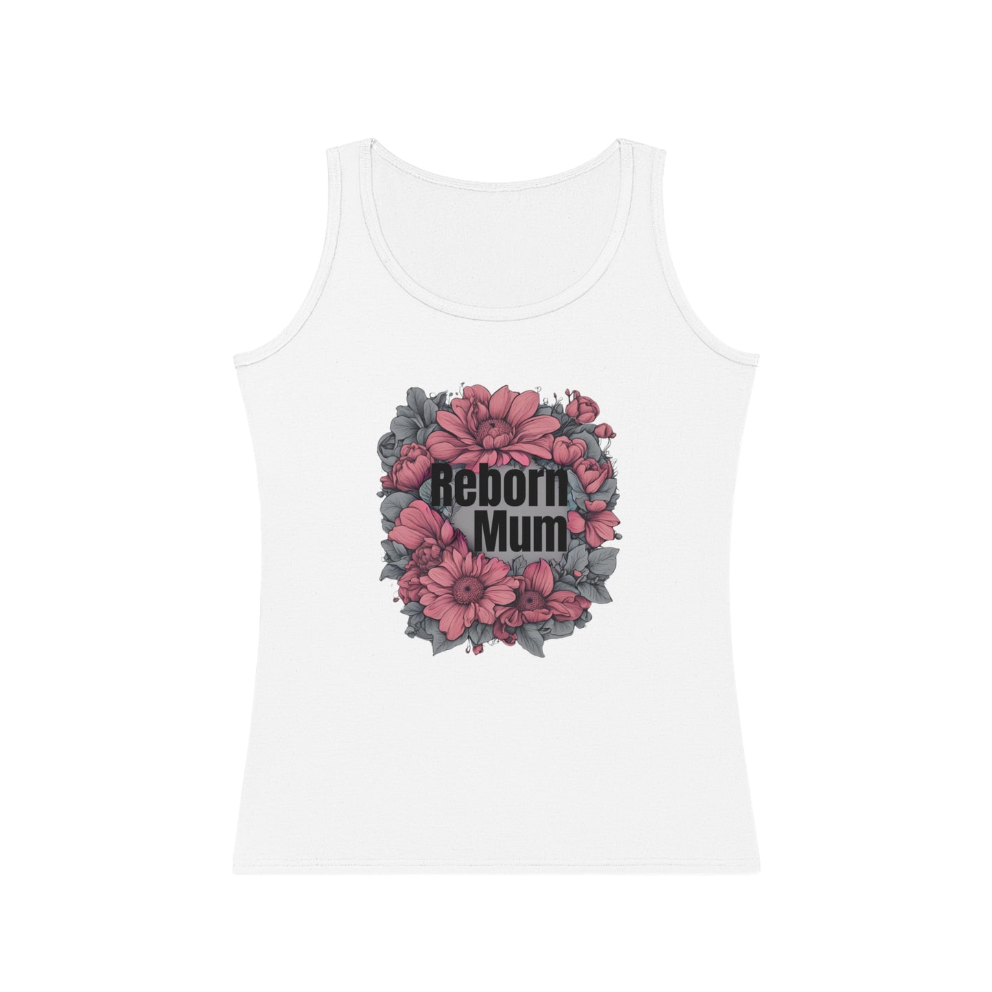 Tank Top Dark Pink Accent Flowers Reborn Mum