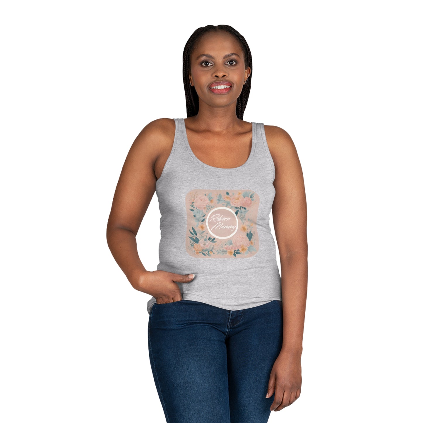 Tank Top - Reborn Mummy Peachy Colours with Flowers Women's Sleeveless Shirt