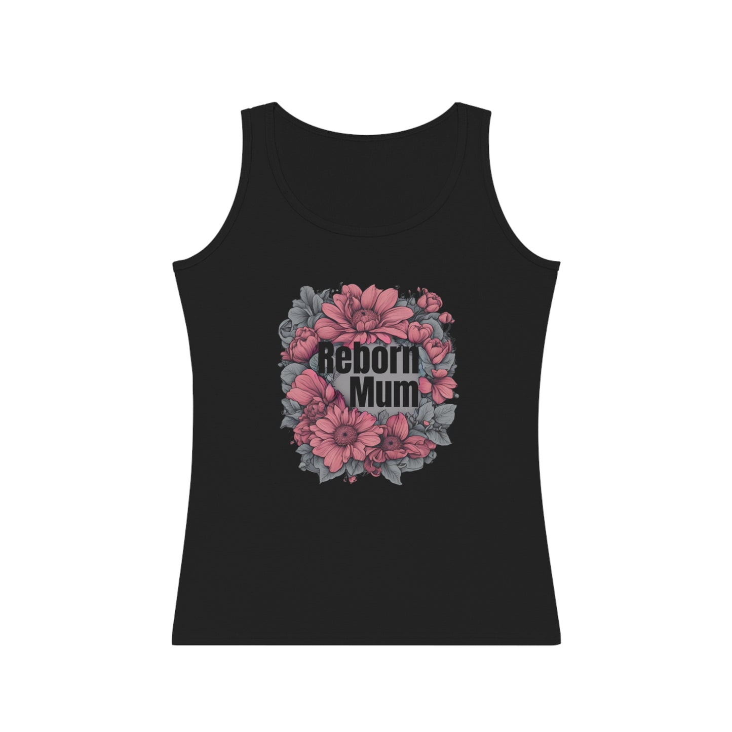 Tank Top Dark Pink Accent Flowers Reborn Mum