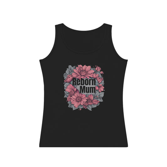 Tank Top Dark Pink Accent Flowers Reborn Mum